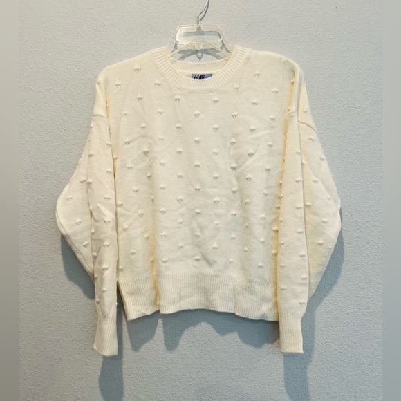 Vylette Cream Ivory Crewneck Bobble Knit Cropped Sweater Soft Size Juniors XL - Picture 7 of 7